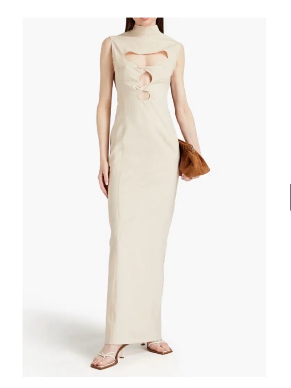 Jacquemus Cream Sleeveless Wool Maxi Dress with Cutouts